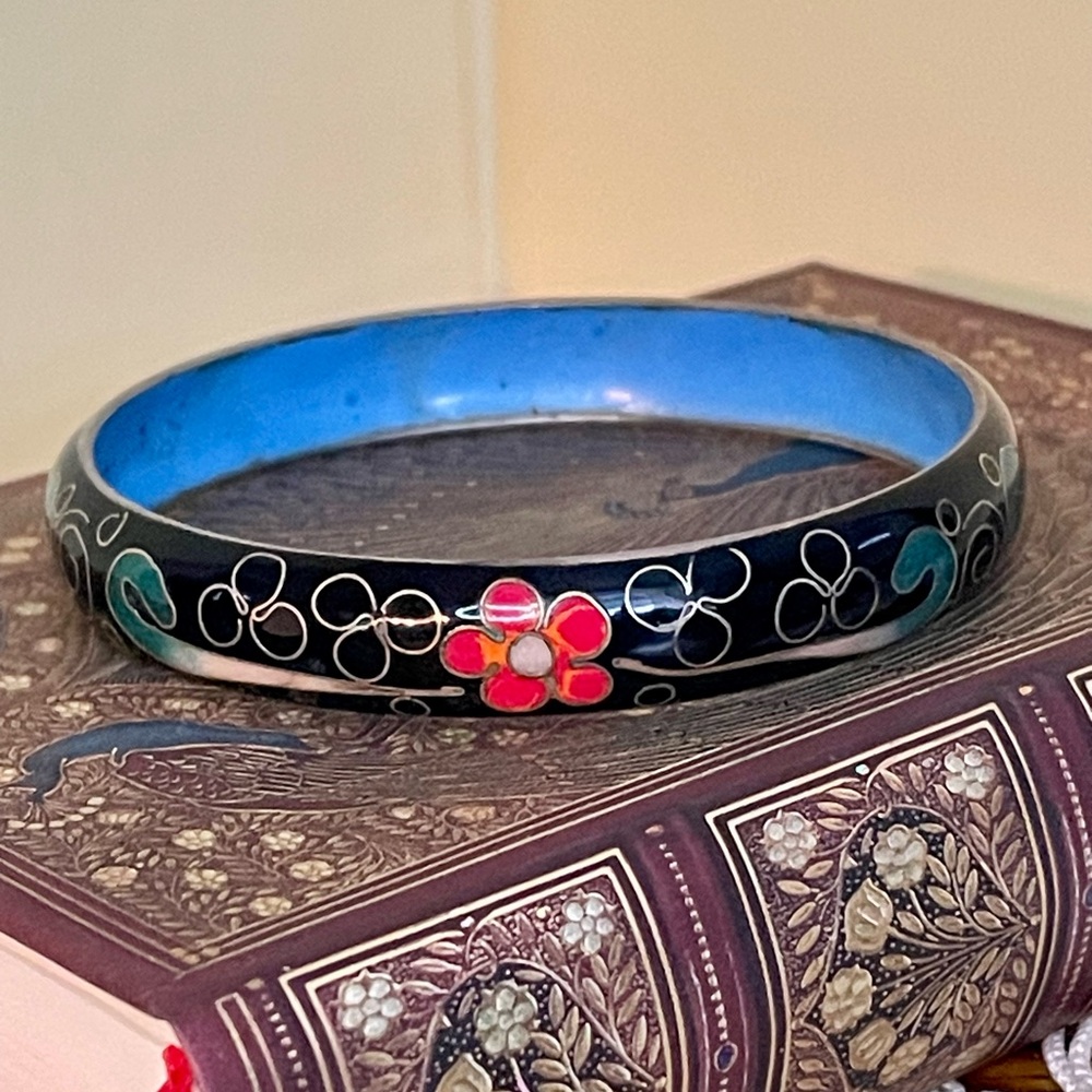 Vintage Cloisonné Enamelware Bracelet 9”